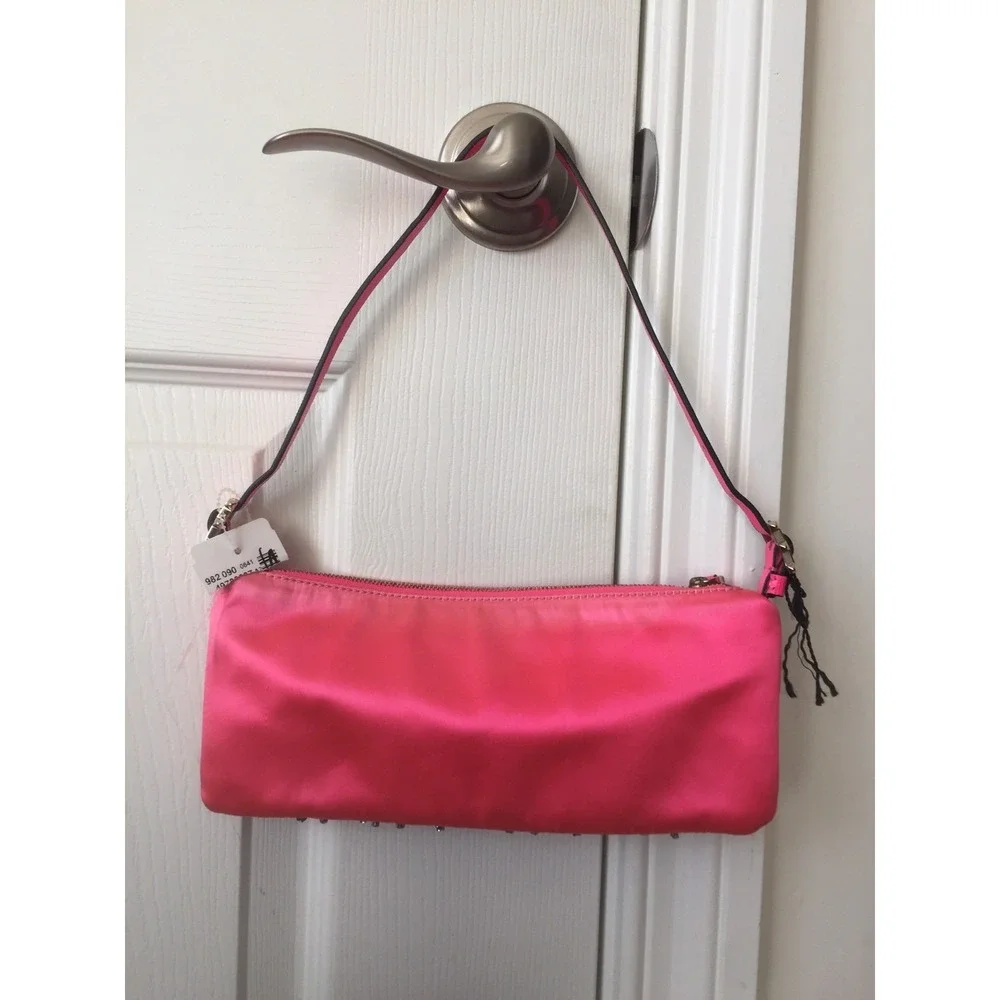 Valentino Garavani Pink Silk Satin Crystal Embellished Flower Pochette Bag